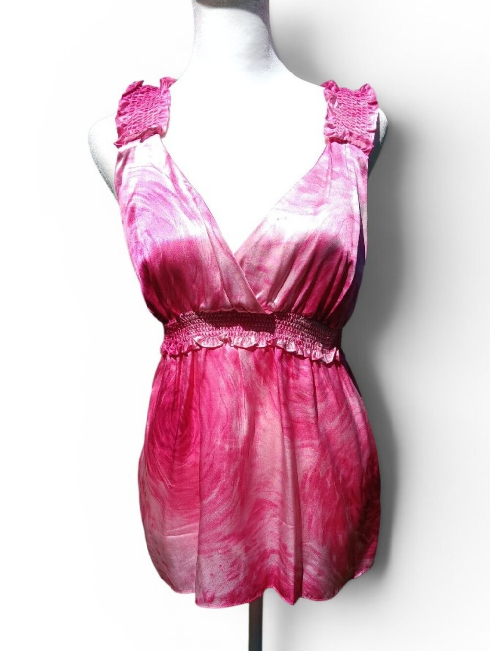 Pink Marble V-Neck Sleeveless Tunic
